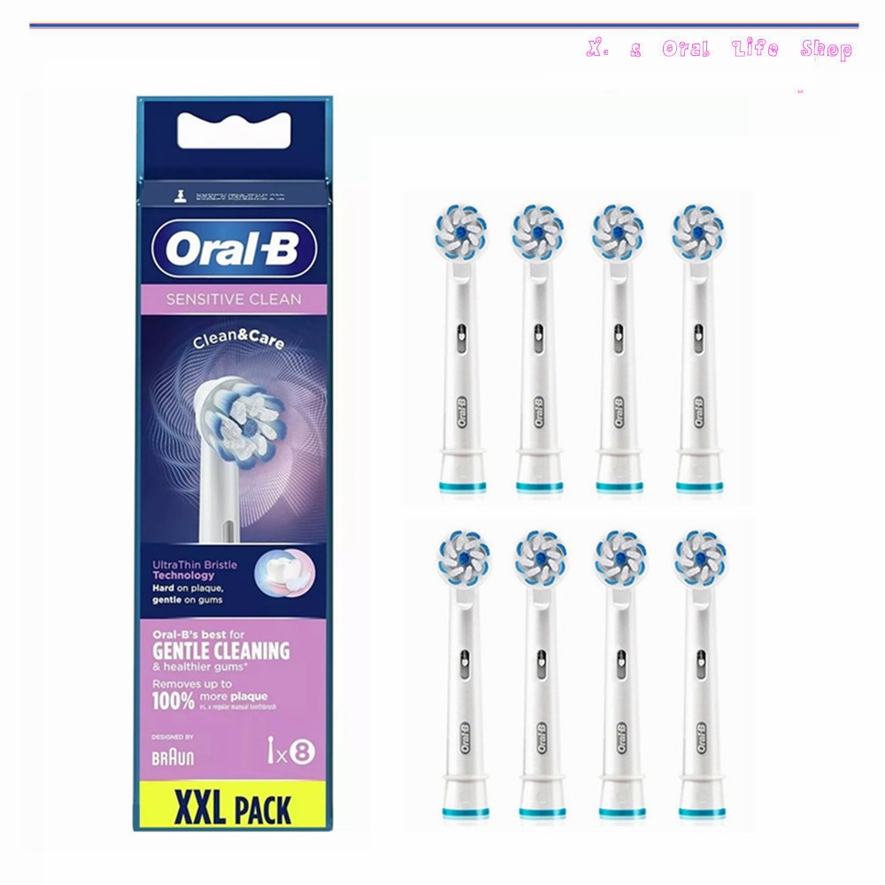 The-Oral B EB60 ทําความสะอาดที่บอบบาง หัวแปรงเปลี่ยนแปรงสีฟันไฟฟ้าแบบละเอียดพิเศษแบบนุ่ม 8 ชิ้น