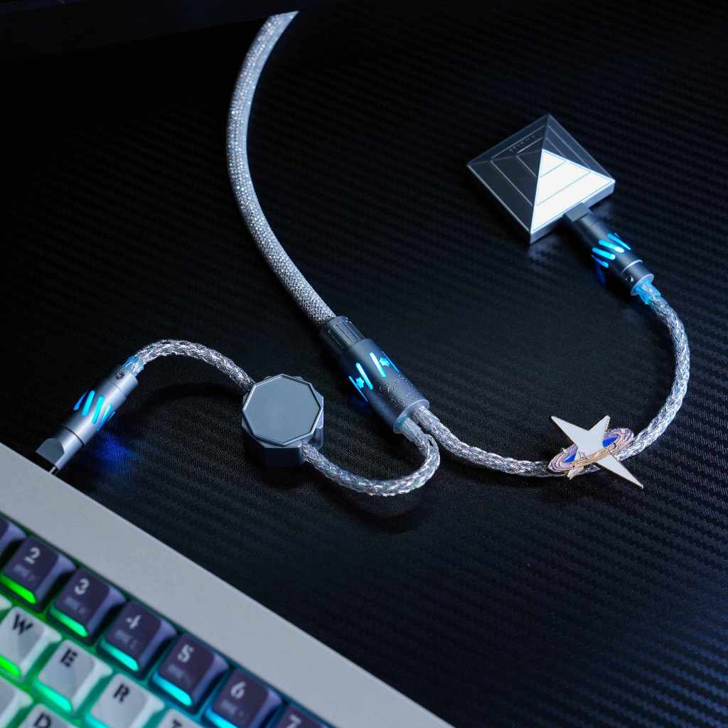 -LW- HUAHUO Esprots Line PRO รองรับ 8K คีย์บอร์ดแบบกําหนดเอง Type-C สายเชื่อมต่อลวดแยกเป็นสอง