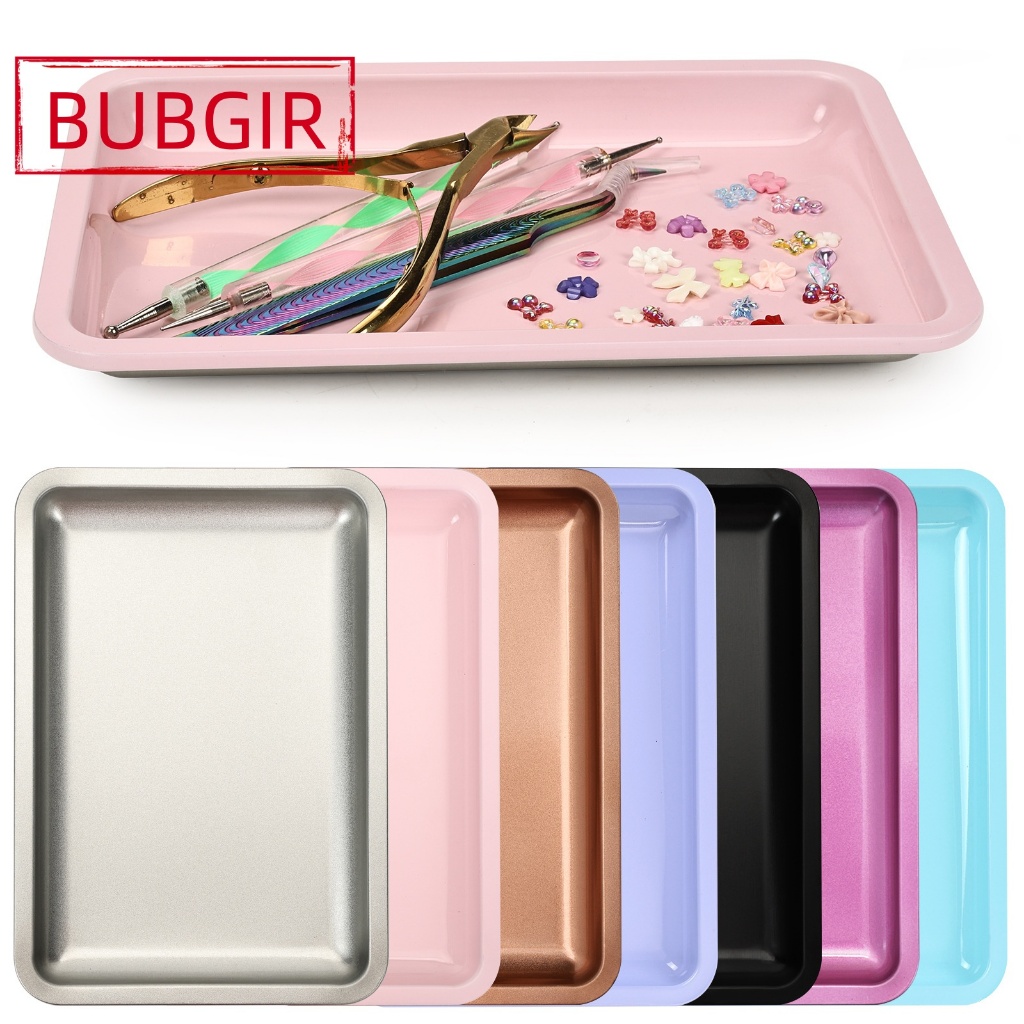 พร้อมส่ง มี 7 รุ่นค่ะ BUBGIR  ถาดวางอุปกรณ์ ผิวแสตนเลส เกรดดี  ใส่ตะไบ พู่กัน แปรง เครื่องประดับ ลูกปัด จิว ใส่อะไหล่ อุปกรณ์ทำเล็บ แต่งเล็บ