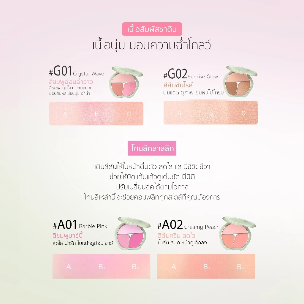 TIMAGE Vigorous And Flowing Jade Rouge Palette พาเลตต์บลัชออน 3-in-1 thumbnail 6
