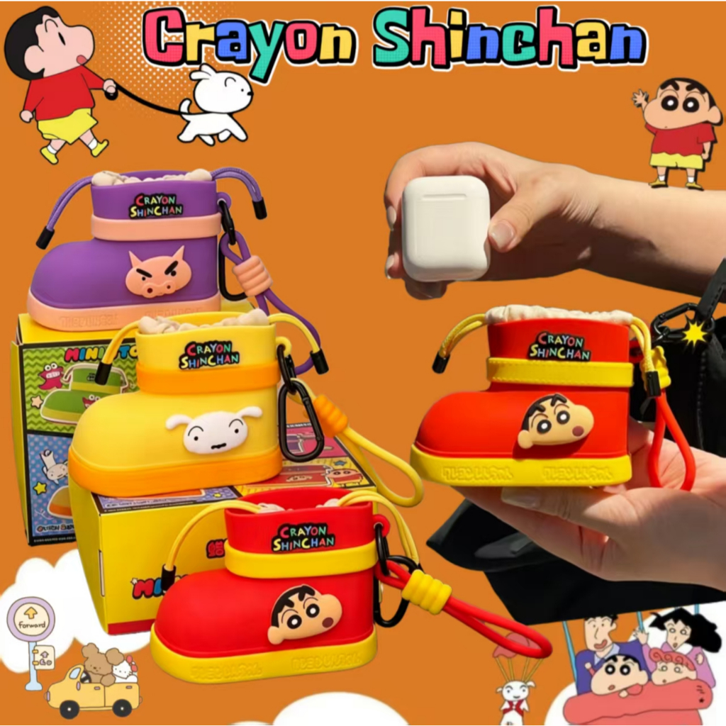 【Crayon Shinchan】กระเป๋าใส่ลิปสติกและหูฟังแบบเก๋ๆ พร้อมช่องสำหรับเก็บเหรียญขนาดเล็ก และกระเป๋าเล็กสำหรับใส่กุญแจ