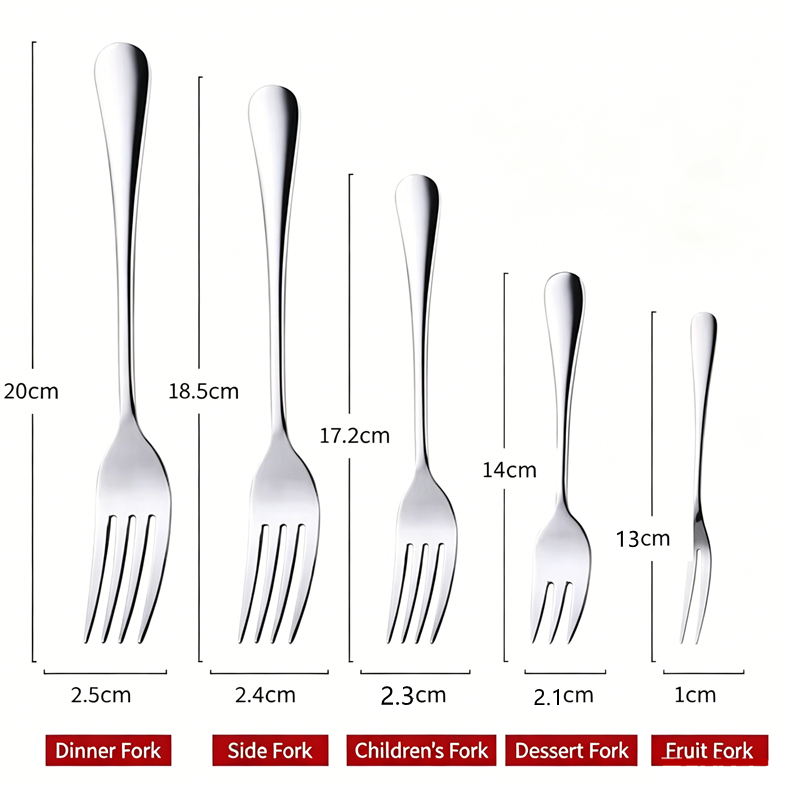 304 สแตนเลส/หลัก/ด้านข้าง.ส้อมเด็ก/ส้อมของหวาน/ส้อมผลไม้/สนับสนุนข้อความโลโก้แกะสลัก