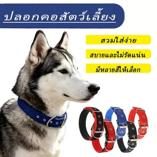 ปลอกคอสุนัขไนล่อน ไซส์ ส-XXL เสริมฟองน้ํานุ่มด้านในกันคอตามใจ มีให้เลือกหลากสีปรับขนาดได้