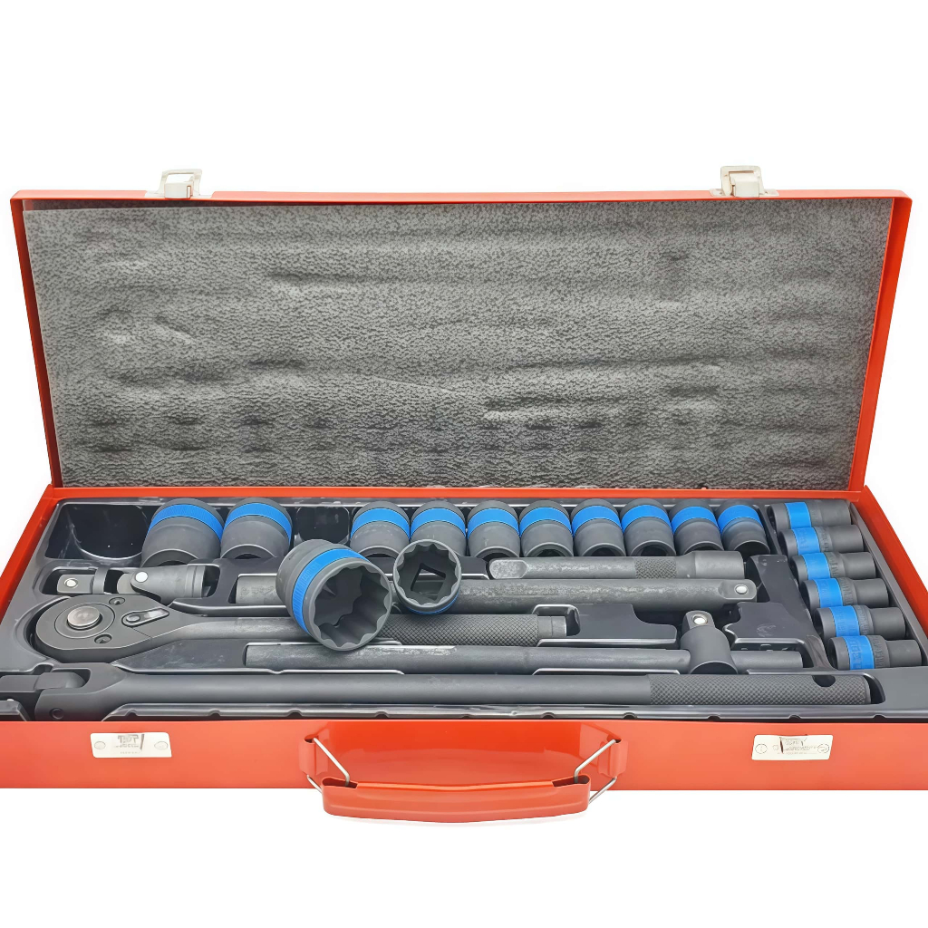 EURO KING TOOLS ชุดเครื่องมือ มีให้เลือก ลูก 6 เหลี่ยม และ 12 เหลี่ยม ชุดบล็อกดำ 24 ชิ้น ขนาด 1/2 (4หุน)