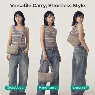 BAGSMART TRINI กระเป๋าสะพายข้างผู้หญิงแฟชั่น กระเป๋าสะพายไหล่ Puffy Bag น้ำหนักเบา ทนน้ำ มีซิปหลายช่อง สายถอดได้