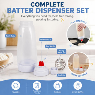 VVANCOOL Pancake Batter Dispenser Kitchen Pancake Shaker Batter Dispenser Bottle Baking Tool Waffle