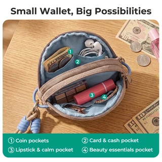 BAGSMART กระเป๋าสตางค์ผู้หญิง Wristlet Pouch กระเป๋าใบเล็ก กันน้ำ ช่องเก็บของเยอะ กระเป๋าเครื่องสำอาง สำหรับเดินทาง