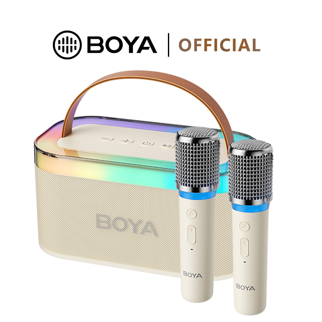 BOYA KM6 ไมค์ไร้สาย บลูทูธ RGB ไมค์คาราโอเกะ ลำโพงบลูทูธพร้อมไมค์ ลำโพงลาก KTV 3D สเตอริโอ