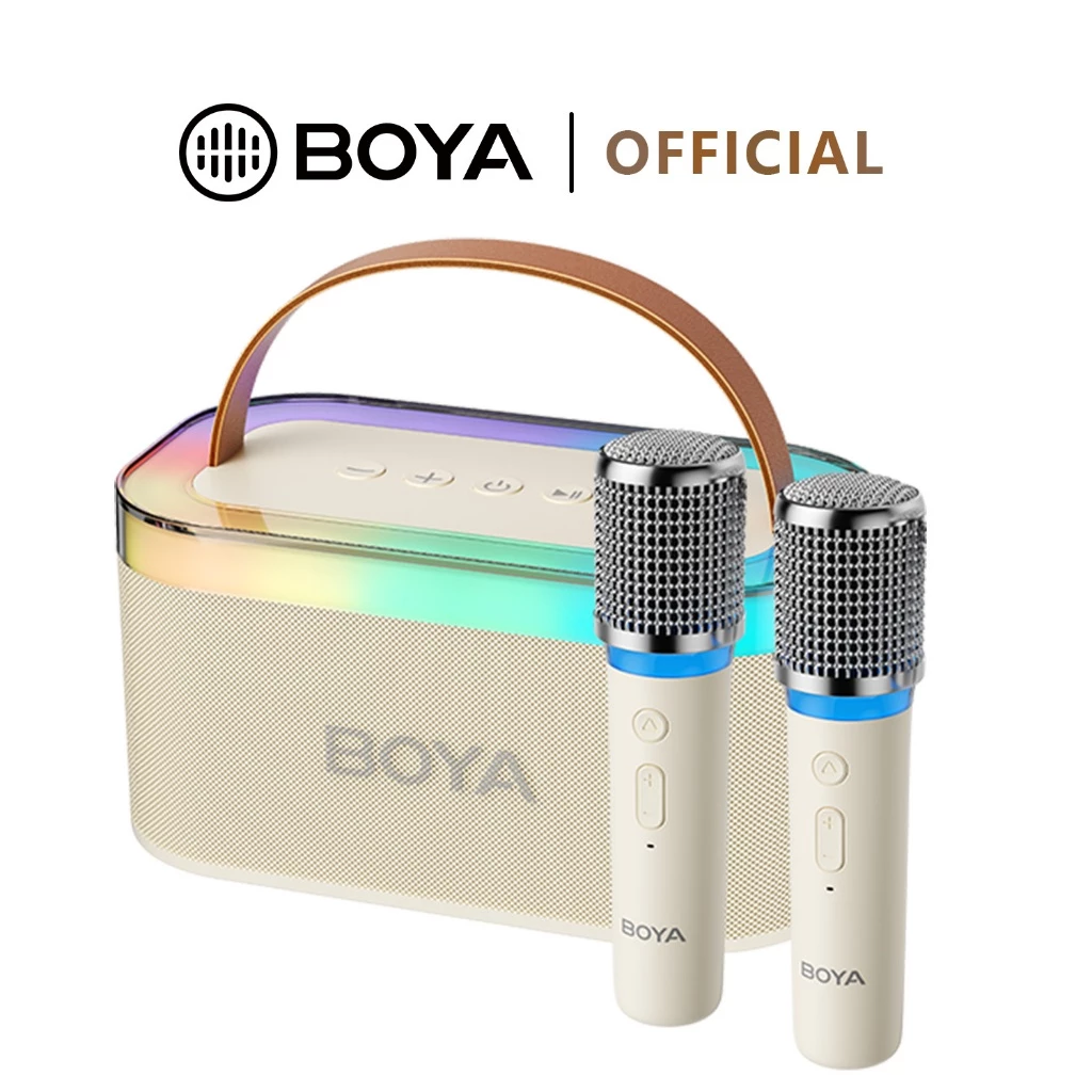 BOYA KM6 ไมค์ไร้สาย บลูทูธ RGB ไมค์คาราโอเกะ ลำโพงบลูทูธพร้อมไมค์ ลำโพงลาก KTV 3D สเตอริโอ
