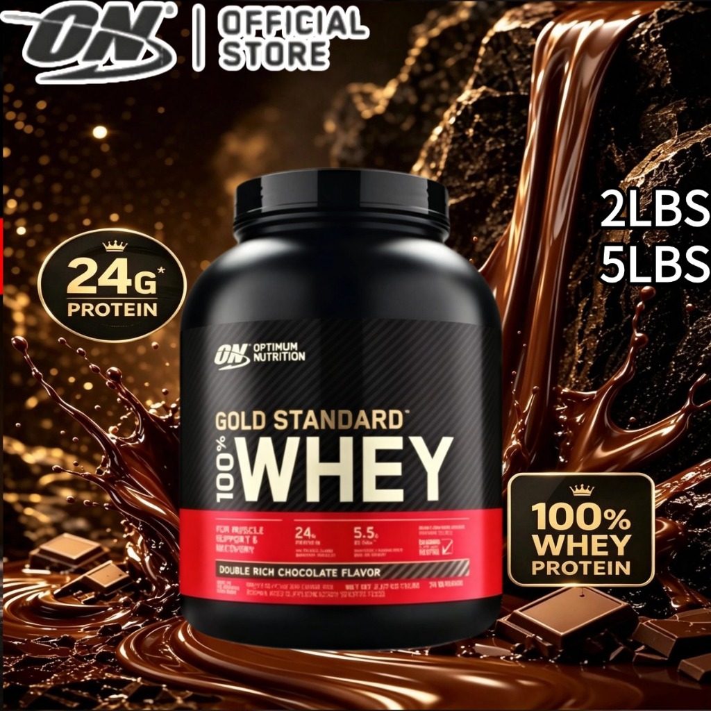 Optimum Nutrition Gold Standard Whey 5lbs 100% เวย์โปรตีนผงสําหรับกล้ามเนื้อ Gain Gym - โปรตีน 24 กรัมต่อเสิร์ฟ