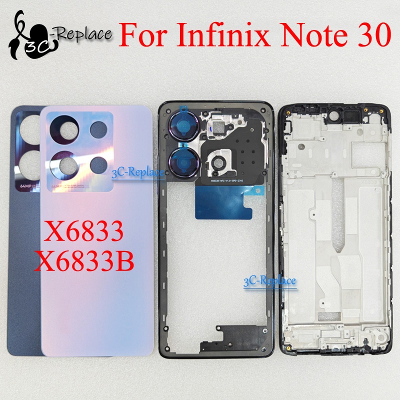 สําหรับ Infinix หมายเหตุ 30 X6833 X6833B แบตเตอรี่ด้านหลังกรอบกลางกรอบด้านหน้าประตูอุปกรณ์เสริมโทรศั