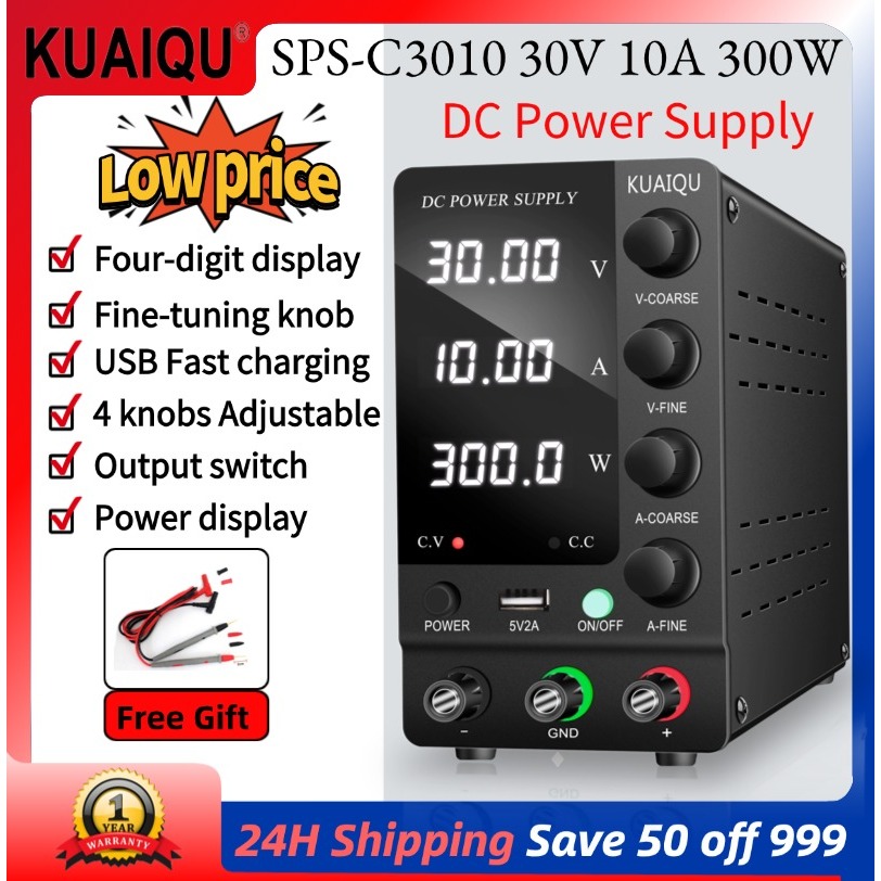 KUAIQU แหล่งจ่ายไฟ DC ปรับได้ power supply USB-A ชาร์จเร็วซ่อมเมนบอร์ดโทรศัพท์มือถือ 30V 10A  เครื่องทดสอบแรงดันไฟฟ้าแบบตั้งโต๊ะแบบตั้งโต๊ะ