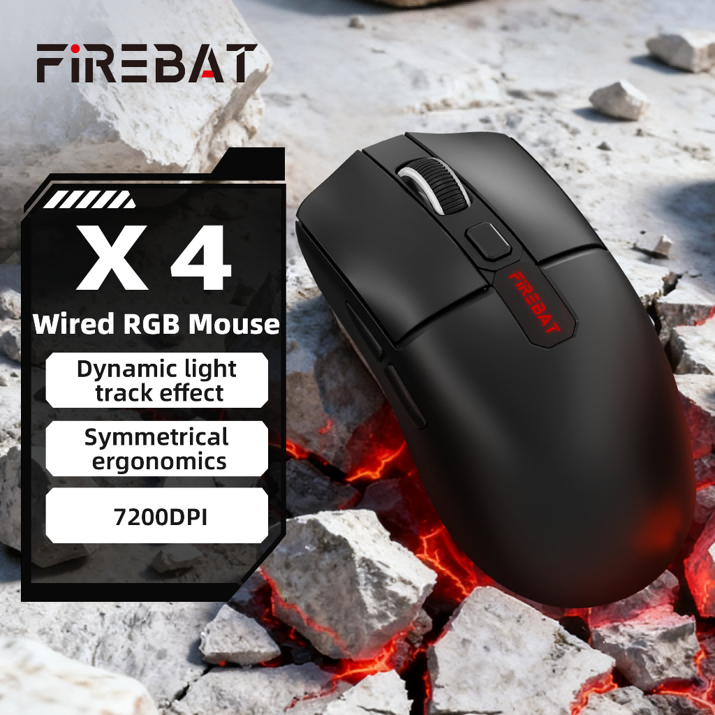 เมาส์สําหรับเล่นเกม Firebat X3, ลดอินเทอร์เฟซ USB เสียงรบกวน, เซ็นเซอร์ออปติคัล, เข้ากันได้กับพีซีและเมาส์แบบมีสายแล็ปท็อป