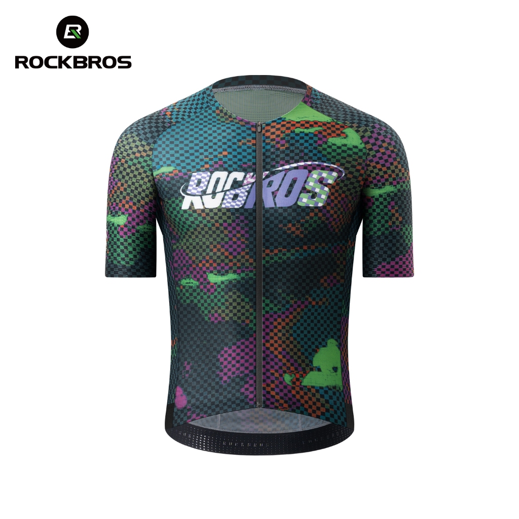 ROCKBROS ขี่จักรยานย์แขนสั้นเหงื่อ-ไส้ตะเกียง ระบายอากาศผู้ชายถนนจักรยานเสือภูเขาแจ็คเก็ตฤดูร้อน
