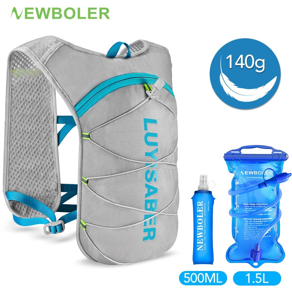 Newboler กระเป๋าเป้สะพายหลัง น้ําหนักเบา ระบายอากาศ 140 กรัม 2 ลิตร สําหรับขี่จักรยาน วิ่งจ๊อกกิ้ง เดินป่า วิ่ง