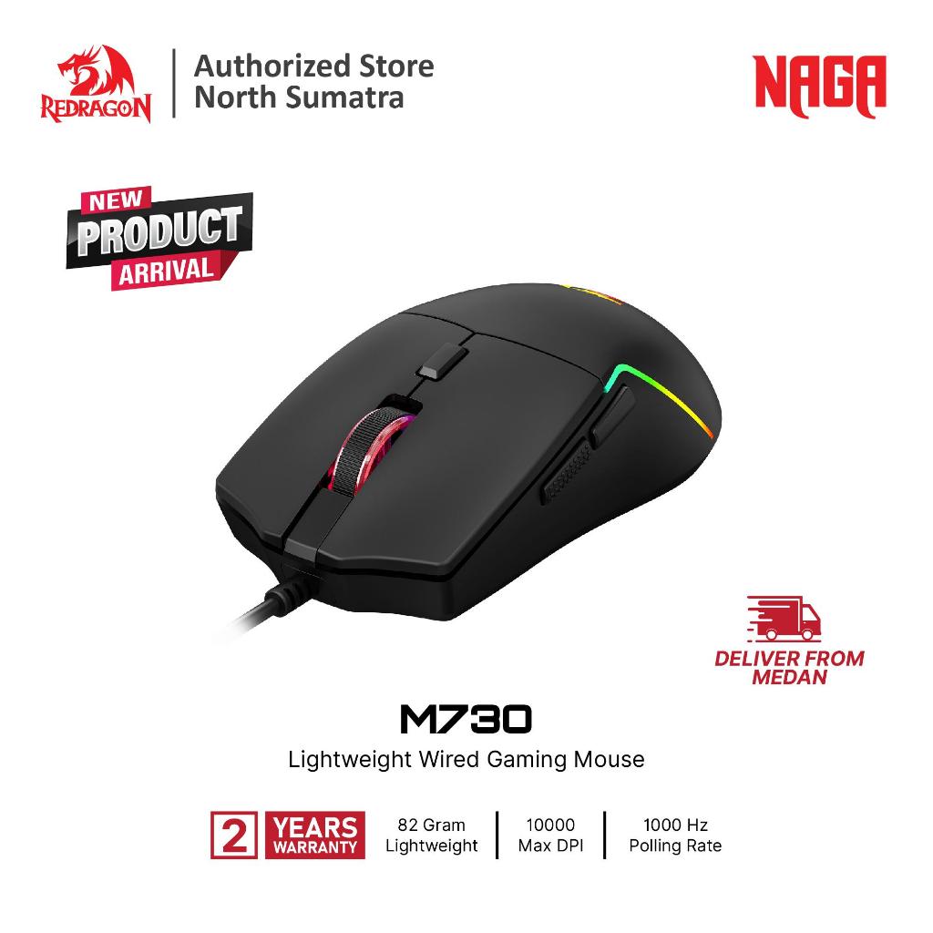 Redragon NAGA M730 เมาส์สําหรับเล่นเกมแบบมีสาย 10000 DPI | 82ก น้ําหนักเบา | ปุ่มตั้งโปรแกรมได้ 6 ปุ่ม | RGB ย้อนแสง | เมาส์ FPS Ergonomic