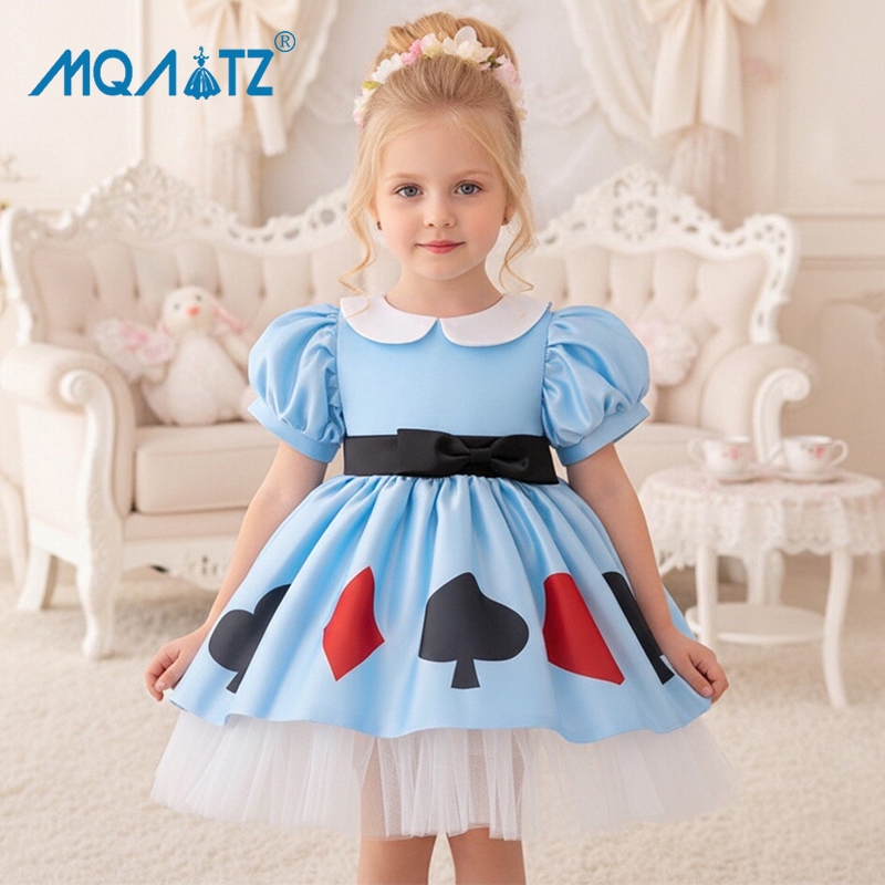 MQATZ Alice คอสเพลย์ชุดวันเกิดสําหรับเสื้อผ้าเด็กทารกหัวใจรูปแบบชุดเจ้าหญิง Baptismal Party เครื่องแ