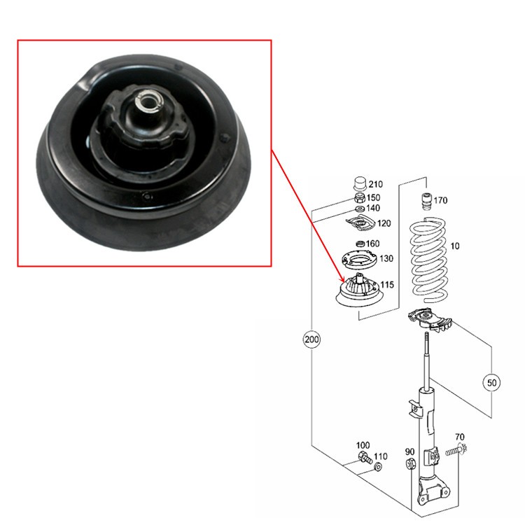 เหมาะสําหรับ Benz W203W209 โช้คอัพหน้า Top Seat Bearing เบาะแบนเบาะรองนั่ง C160C180C200C230C250C300C
