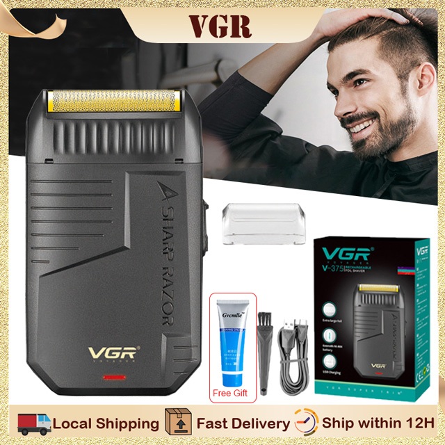VGR V-375 เครื่องโกนหนวดไฟฟ้า ชาร์จได้ เครื่องกันหนวด เครา ไร้สาย Professional Finishing Shaver สำหรับผู้ชาย