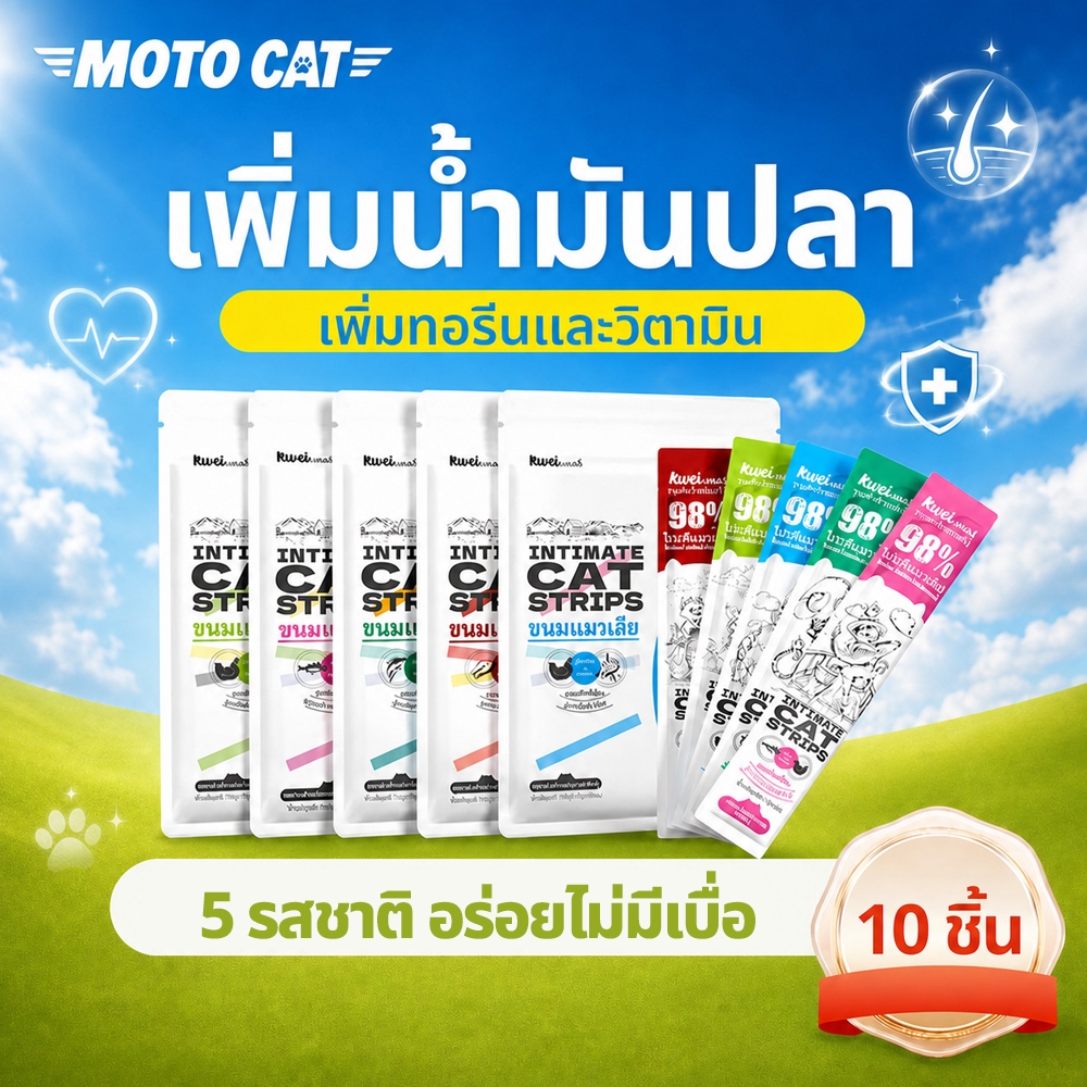 [พร้อมส่ง] ขนมแมวเลีย โซเดียมต่ำ แซลมอน / ทูน่า เสริมภูมิคุ้มกัน 5 สูตรดูแลสุขภาพ  15g x 10 ซอง