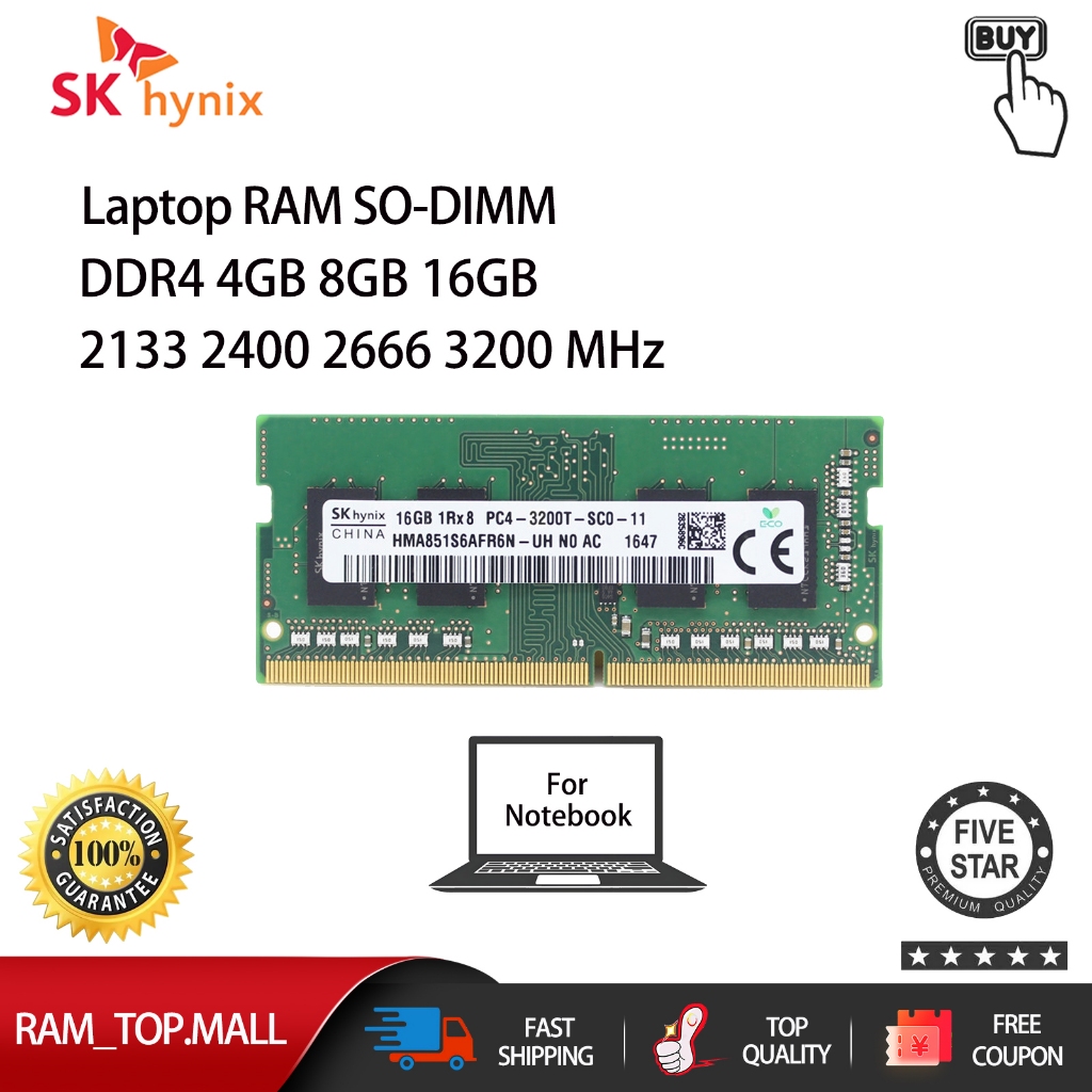 SK Hynix DDR4 แล็ปท็อป RAM 4/8/16GB 2133/2400/2666/3200MHz หน่วยความจํา PC4-2400T SODIMM RAM
