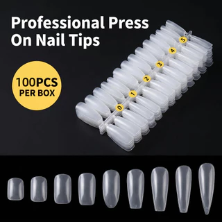 ⭐เล็บปลายอัลมอนด์รุ่นที่6 ผิวด้านเต็ม 100 ชิ้น วัสดุเจลนุ่ม💅