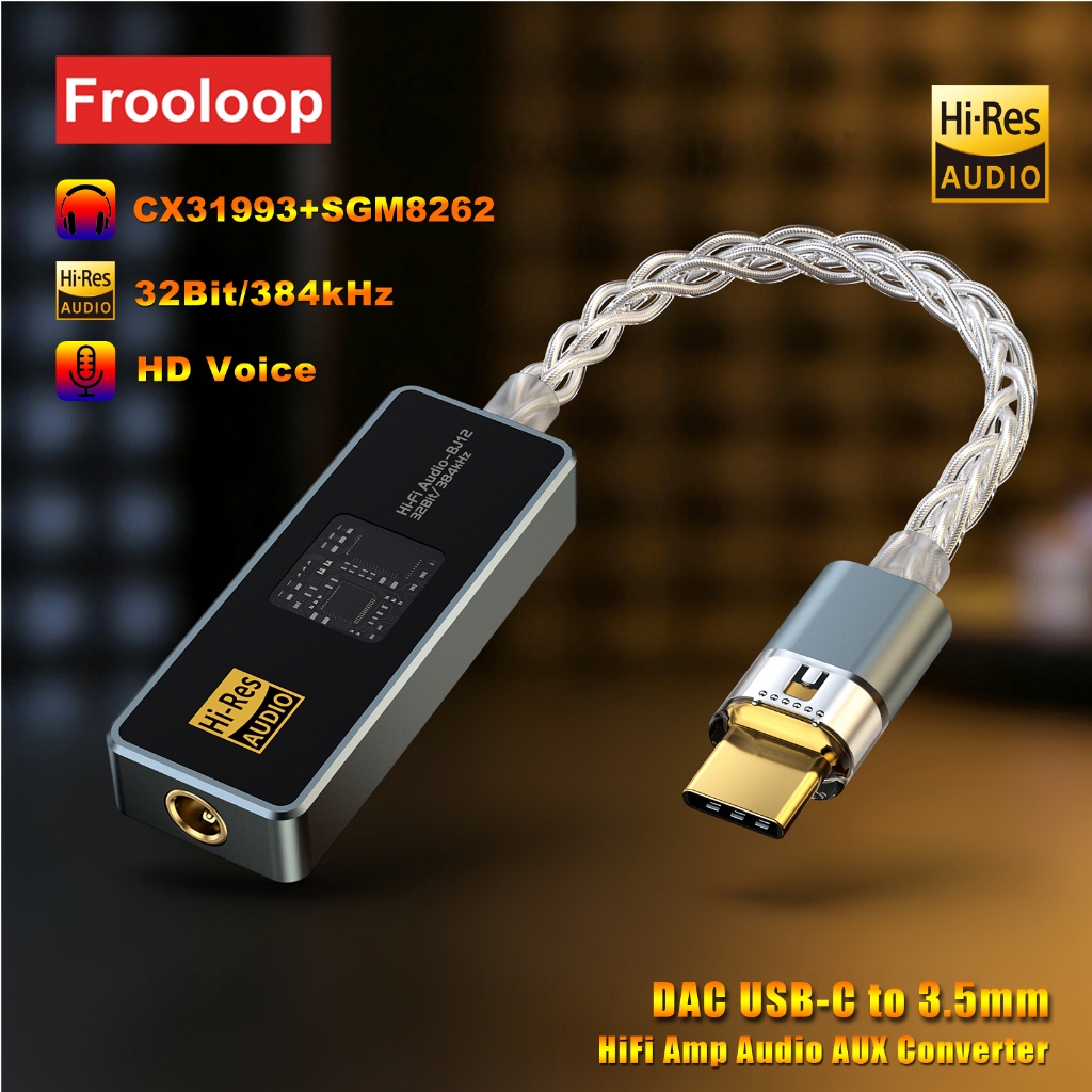 CX3193 USB C DAC Dongle SGM8262 Op-Amp Type C ถึง 3.5 มม.แบบพกพา DAC Amp HiFi Lossless Audio ถอดรหัสอะแดปเตอร์ 32Bit 384KHz
