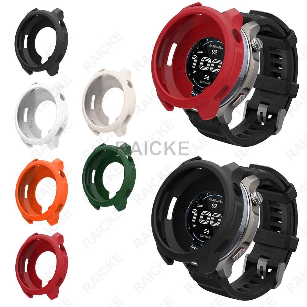 กรณีซิลิโคนอ่อนป้องกันหน้าจอเชลล์ครอบคลุมครึ่งสำหรับ Amazfit Balance 2/3