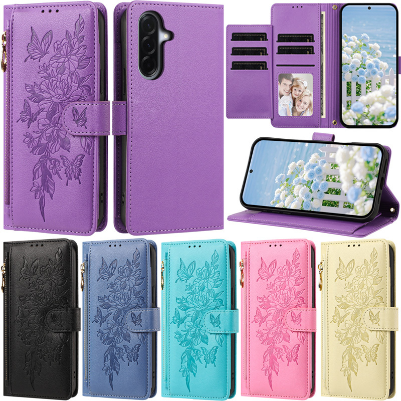 หรูหราสําหรับ Samsung Galaxy S26 FE A27 A57 A37 A17 A26 A07 A06 A56 A36 A16 A55 A35 S26 Ultra S26 Plus ซิปกระเป๋าสตางค์หนัง PU ช่องใส่การ์ดผิวพลิกขาตั้งฝาครอบกรณี