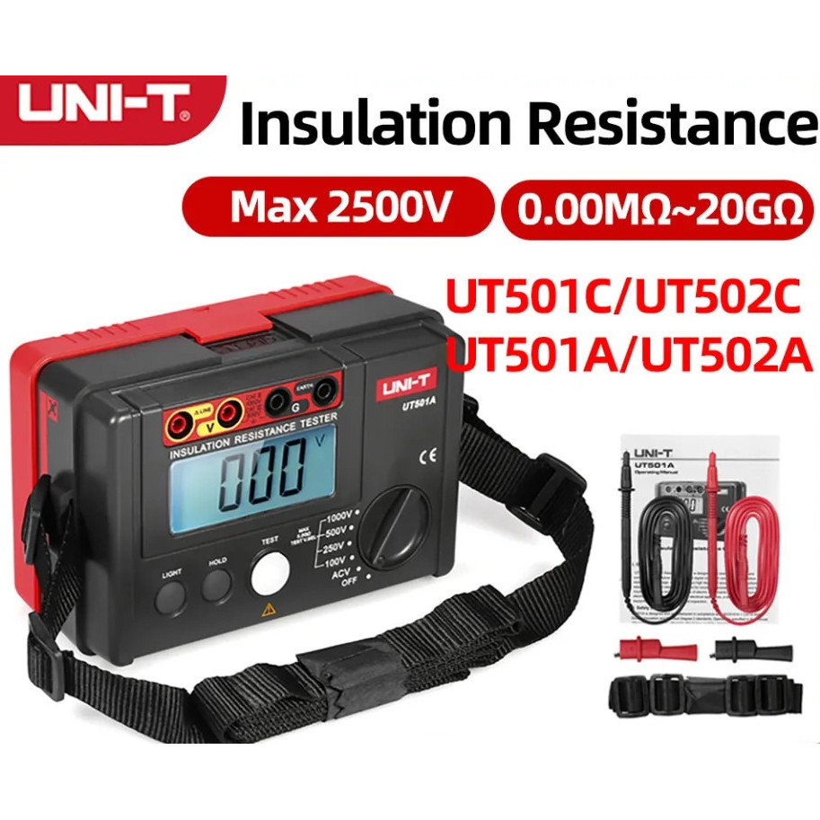 UNI-T UT501A/C UT502A/C เครื่องทดสอบความต้านทานฉนวนจอแสดงผล LCD พร้อมคํานับปี 1999 และตัวบ่งชี้มากกว
