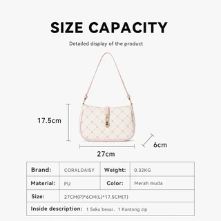 CORALDAISY 2026 รุ่นใหม่ หัวเข็มขัดแบบหมุน กระเป๋าผู้หญิงน่ารัก กระเป๋าสะพายไหล่ซิปสุดหรู