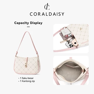 CORALDAISY 2026 รุ่นใหม่ หัวเข็มขัดแบบหมุน กระเป๋าผู้หญิงน่ารัก กระเป๋าสะพายไหล่ซิปสุดหรู