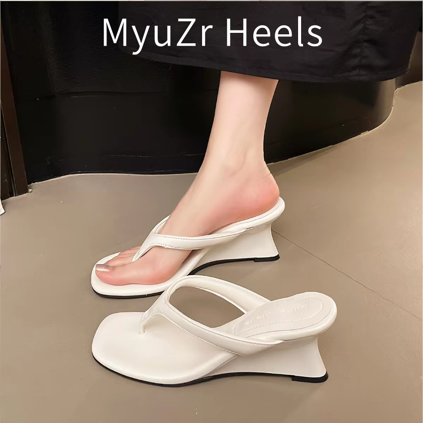 รองเท้าแตะคีบส้นเอียงแฟชั่น ส้นลาดสวยๆ ไม่กดเท้า ใส่ประจำวัน Women wedge heel slide sandals
