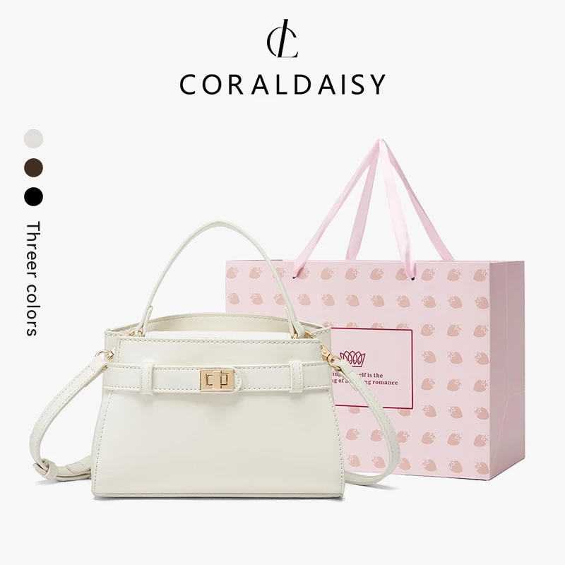 CORALDAISY 2026 รุ่นใหม่ กระเป๋าสะพายข้างแฟชั่นสีพื้น สายสะพายไหล่ยาวปรับได้ กระเป๋าสะพายไหล่สุดหรู