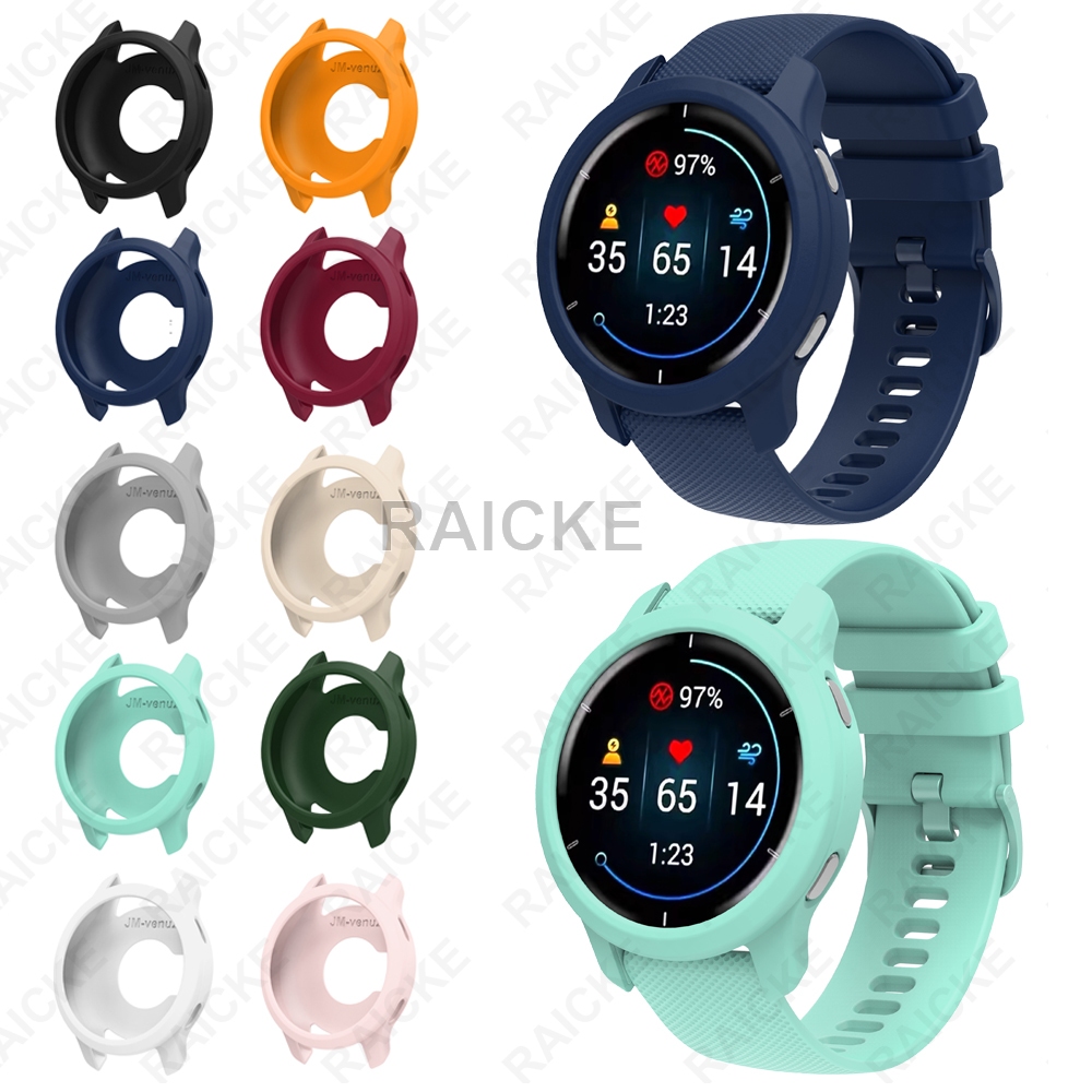 ป้องกันหน้าจอซิลิโคนกรณียางอ่อนเชลล์ครึ่งฝาสำหรับ Garmin Venu 3 / Venu 2