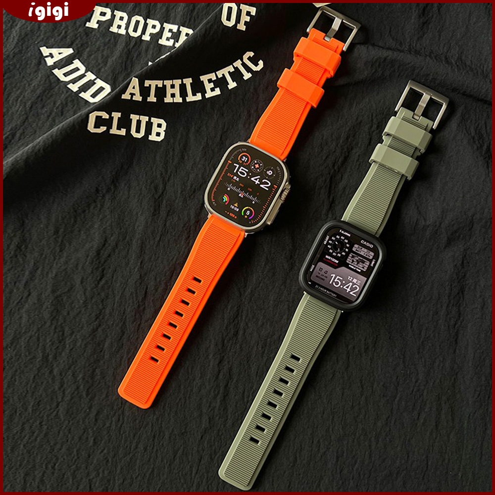 สายรัดซิลิโคนสปอร์ตแถบแนวตั้งที่ทนทานสําหรับ Apple Watch 46/49/45/44/42/41 มม. 40 มม. 38 มม. Series 1-11 SE Ultra – สายป้องกันเหงื่อกันน้ํากลางแจ้ง