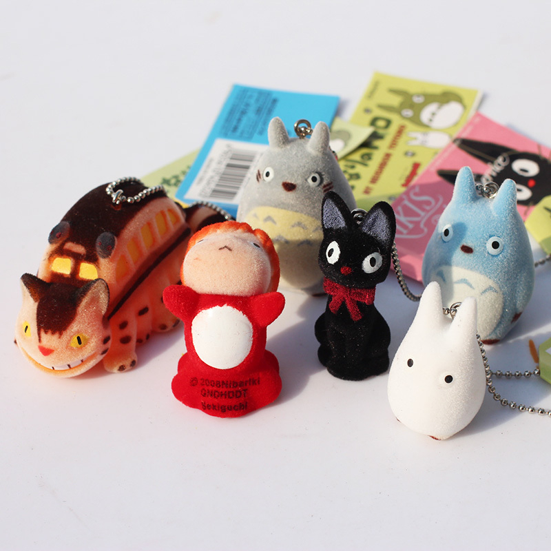 6 ชิ้น/เซ็ต 4-7 ซม. Ponyo Catbus Jiji แมวดํา Chibi Darong แมวแมวรถบัส Key Chain จี้อุปกรณ์เสริมตุ๊กตา Plush รูปของเล่นตุ๊กตาพวงกุญแจ