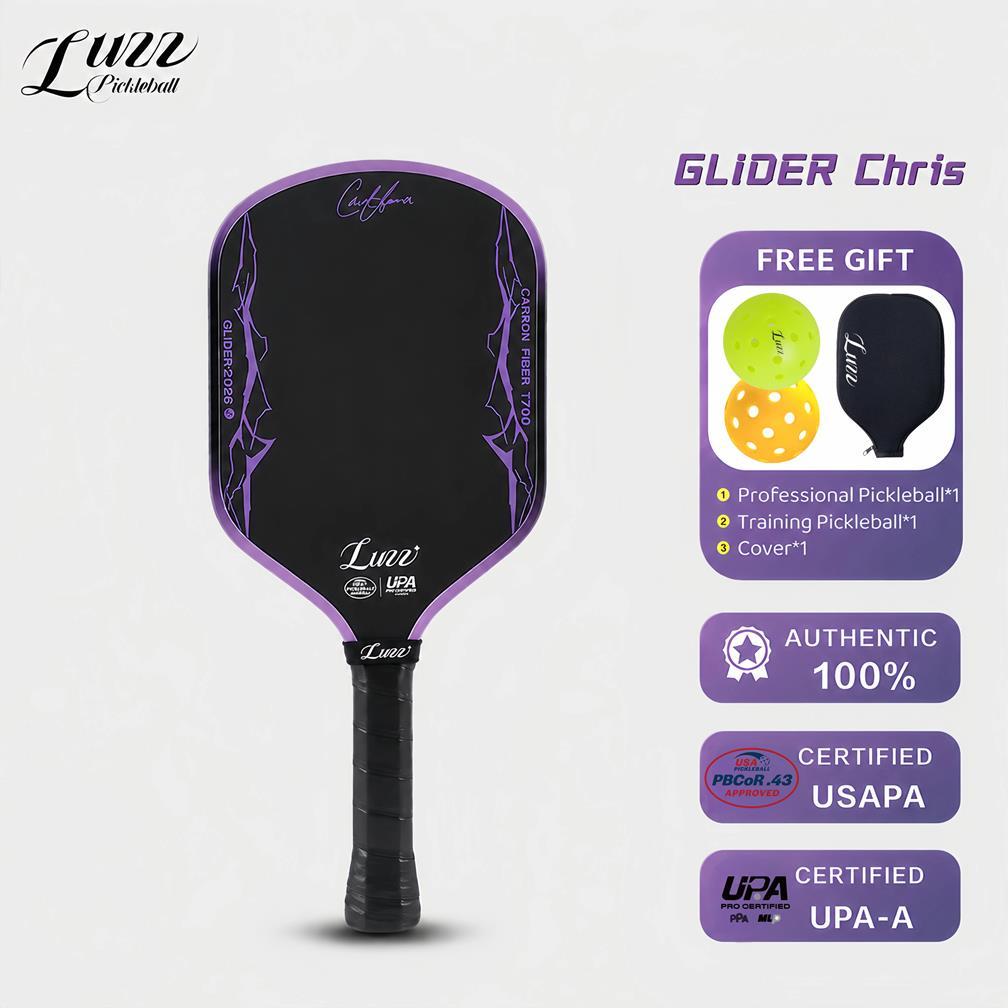 Luzz Pickleball Paddle Glider 2026 ChrisAutographed Edition HybridPaddle T700 คาร์บอนแรงเสียดทานSurfaceformed