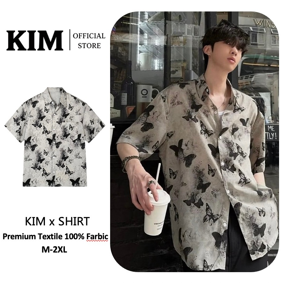 ฤดูร้อนปกผีเสื้อพิมพ์เต็มรูปแบบออกแบบหลวมเสื้อวันหยุดคู่สร้างสรรค์