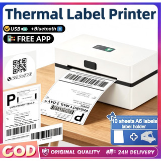Thermal A6 Waybill Label Printer, Bluetooth + USB Shipping Label Printer FREE HOLDER