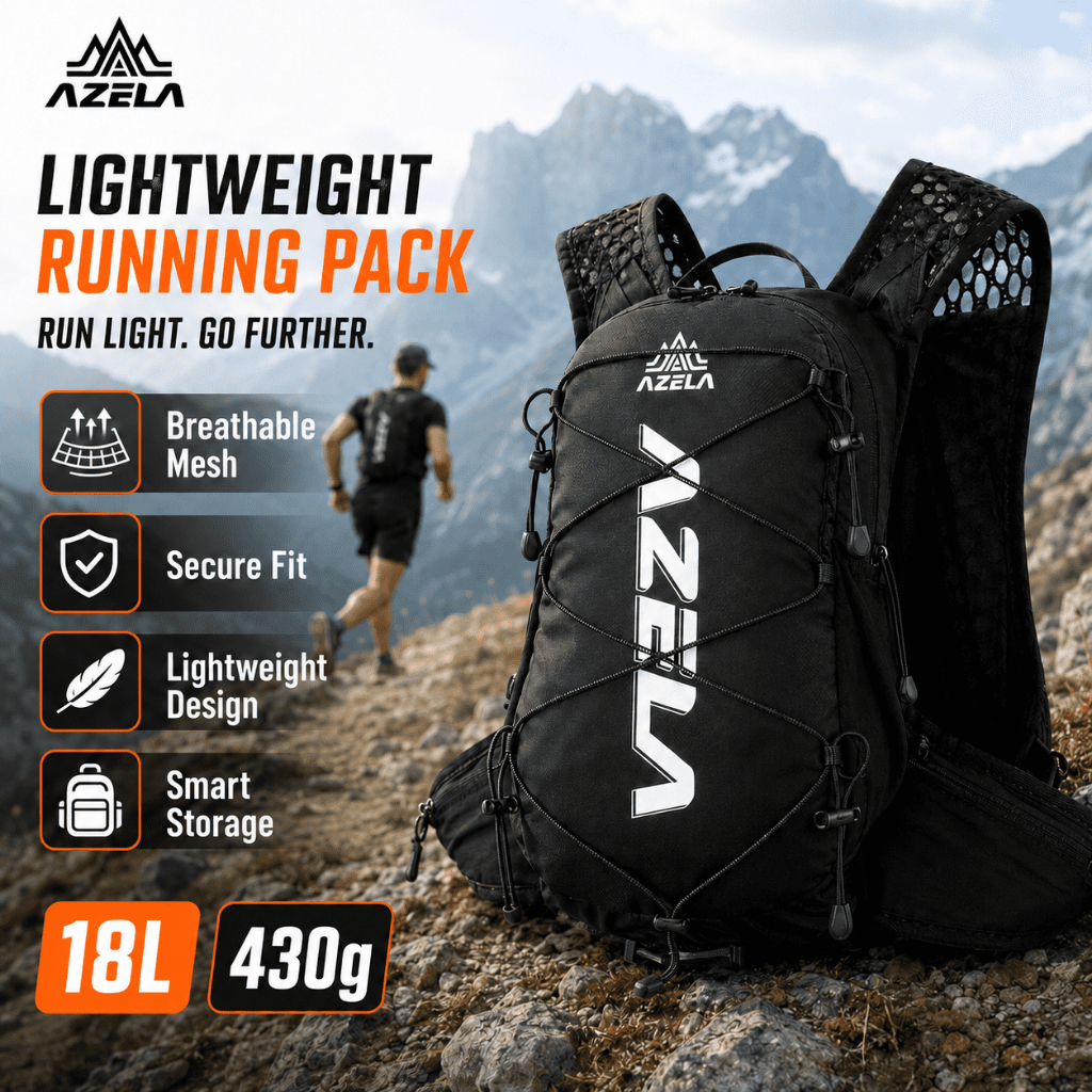 AZELA Convenient running bag 18L/430g เดินป่า Hydration กระเป๋าเป้สะพายหลังน้ําหนักเบา Breathable กระเป๋าวิ่งกีฬากลางแจ้งเดินป่าขี่จักรยานปีนเข