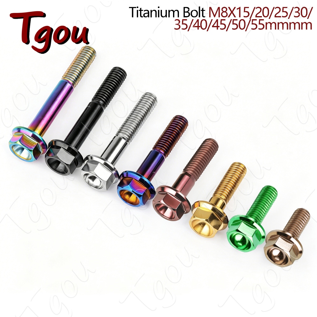 Tgou สกรูหน้าแปลนไทเทเนียม หัวหกเหลี่ยม M8 DIN6921 M8x15 20 25 30 35 40 45 50 55 มม.