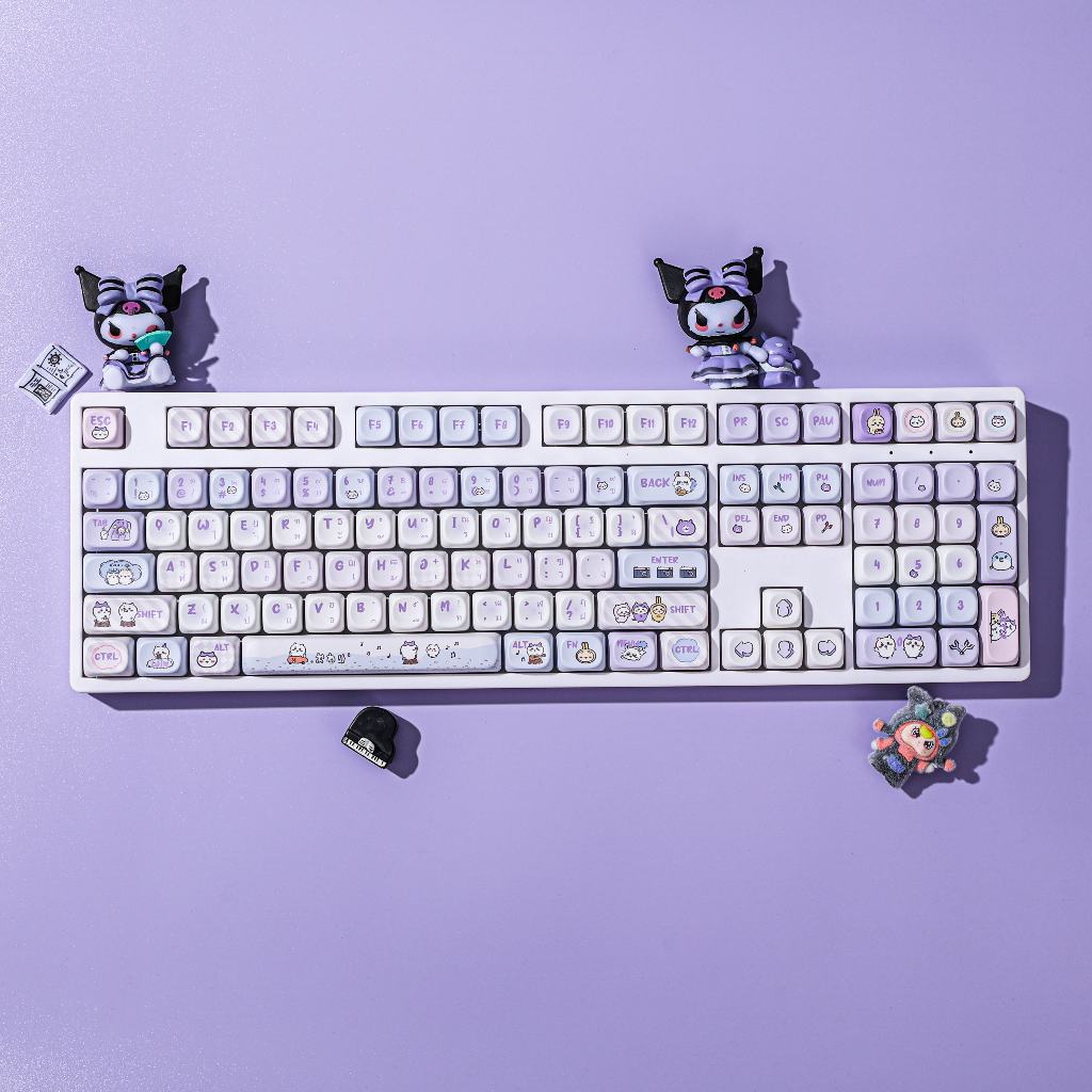 【จัดส่งภายในประเทศ】KC108 ภาษาไทยน่ารักธีมไทย 108 คีย์ Hot-Swap Mechanical Keyboard,RGB Backlit, Type