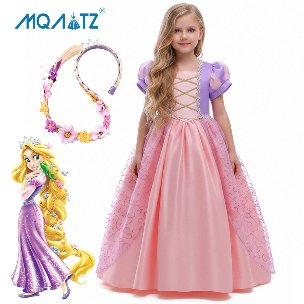 Mqatz ชุดเดรสคอสเพลย์ แขนสั้น ลายดอกไม้ สไตล์เจ้าหญิง สําหรับเด็กผู้หญิง SMR025