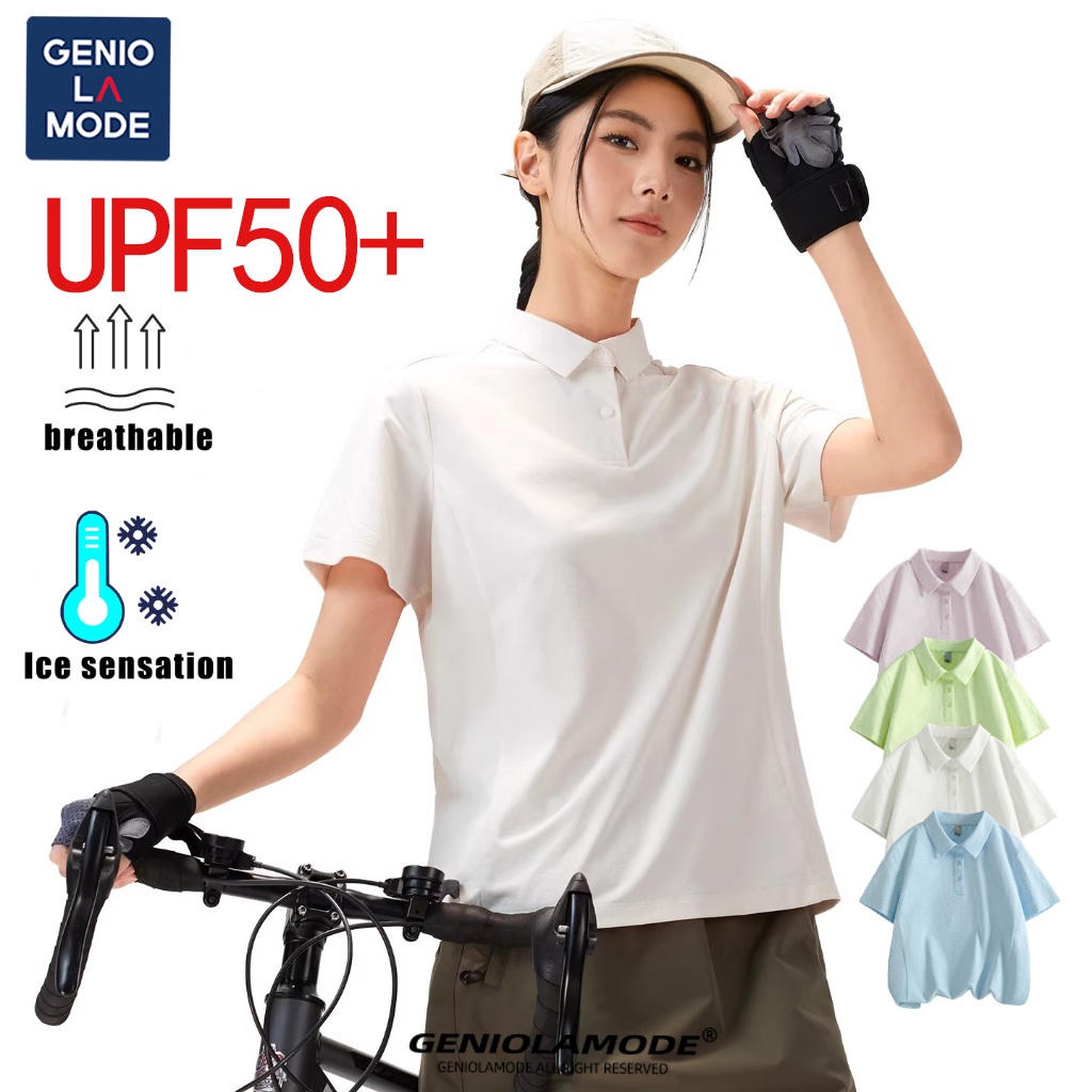 GENIO LAMODE เสื้อโปโลผู้หญิง เสื้อโปโลกันแดด UPF50+ แห้งไว ระบายอากาศได้ดี ใส่สบายไม่อับชื้น
