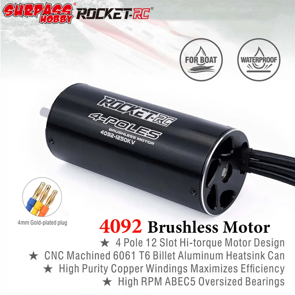 Surpass Hobby Rocket-RC 4092 กันน้ํา Sensorless มอเตอร์ไร้แปรง 920KV 1250KV 1520KV เพลา 5 มม.สําหรับ
