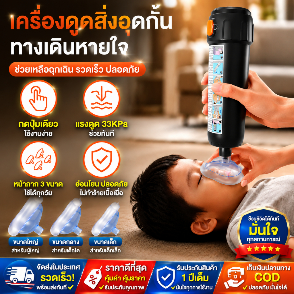 ⭐️โกดังในพื้นที่+COD⭐Heimlich Anti-Chking Device แบบพกพา Anti-Chking เครื่องช่วยหายใจเกรดทางการแพทย์ Heimlich อุปกรณ์สําหรับทารกผู้ใหญ่ Airway ดูด Emergenicy บ้านกู้ภัยฉุกเฉิน