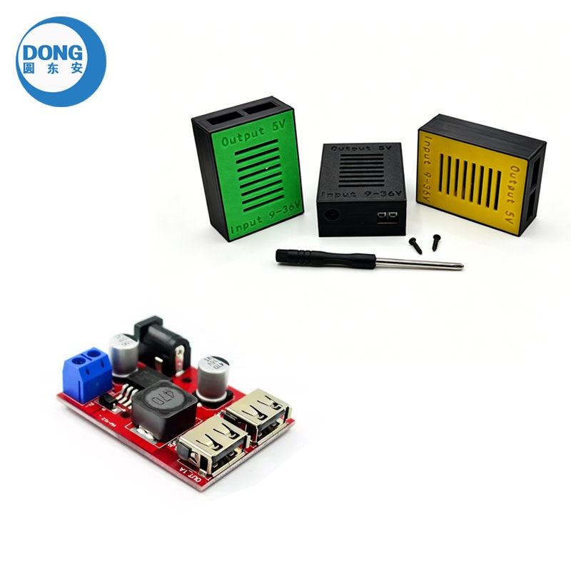 เชลล์ + LM2596 Dual USB DC-DC 9V 12V 24V 36V ถึง 5V 3A ขั้นตอนลง Buck Converter โมดูล