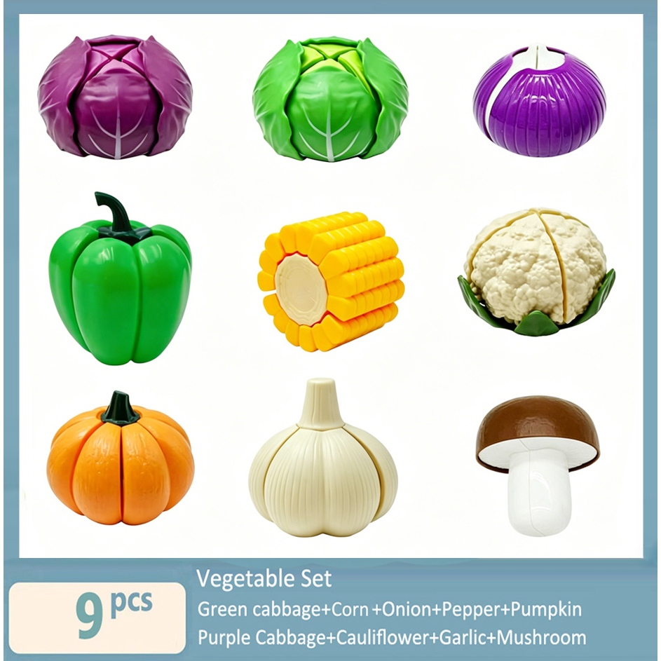 12pcs Cutting Fruit Toy Set Durian Toy Cutable Vegetable Toy Kids Kitchen Pretend Play Food Toys Educational Toys for Girls Boys