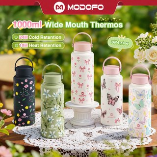 MODOFO 1000ML Thermos Bottle Insulated Tumbler Botol Air Tahan Sejuk Aesthetic Tumbler tumbler tahan panas dan sejuk Thermos Cup Portable Aquaflask Tumbler Printed Water Bottle modofo tumbler水杯保溫杯